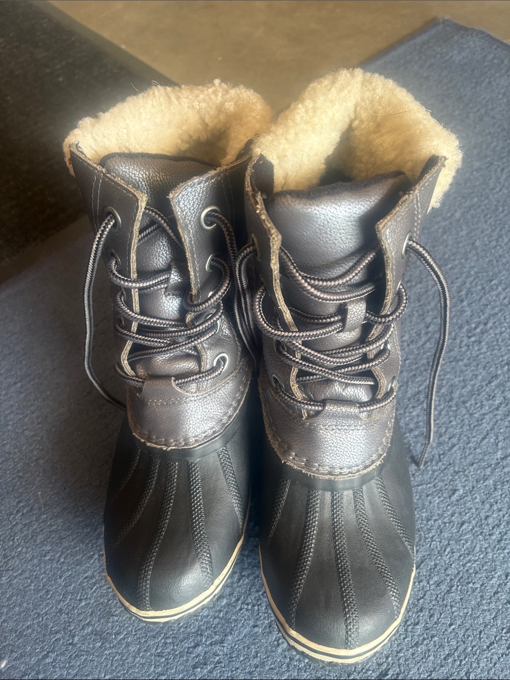 Sorel Black and Cream Insulated Lace-Up Winter Boots